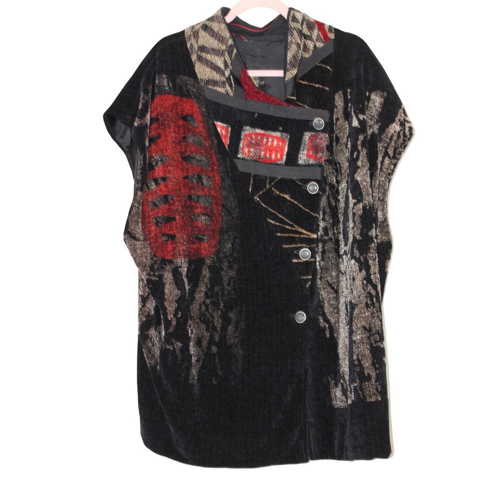 Vtg Susan Smith Wearable Art Artisanal Eclectic Sleeveless Velvet Vest Jacket 2X
